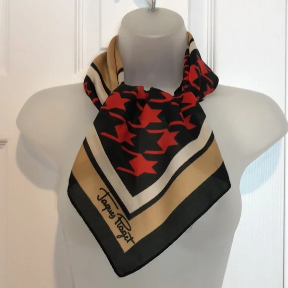 VTG Square Scarf by Jacques Piaget 27"x27" Houndstooth Design - Picture 2 of 16